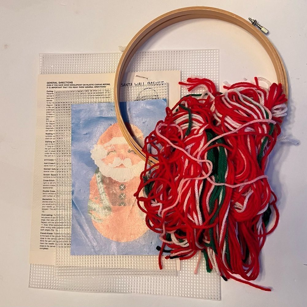 Belco Vintage Santa Hanging Wall Basket Cross Stitch Kit NIOP 1992